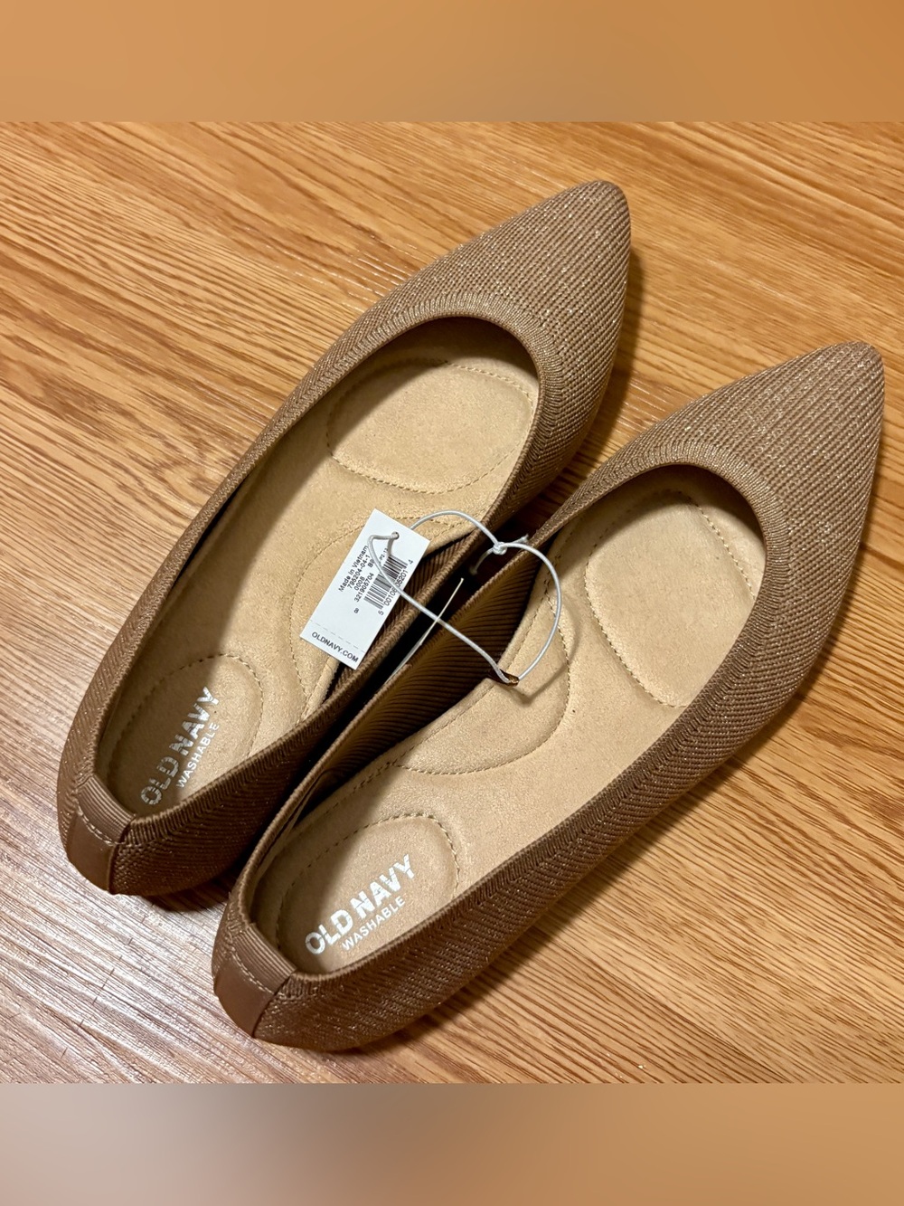 NEW Old Navy Brown/Gold Sparkly Women's Pointed Toe Flats | 8